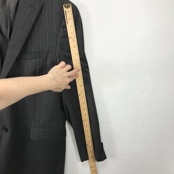 Hart Schaffner Marx Blazer Men's 42R Gray 2 Button Sport Coat Pin Stripe 2 vent - Picture 14 of 16